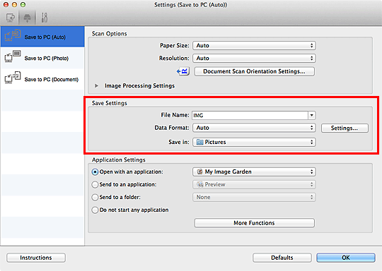 figure: Settings dialog